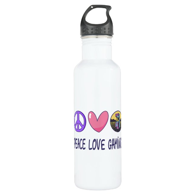 Peace Love Gaming 710 Ml Water Bottle (Front)
