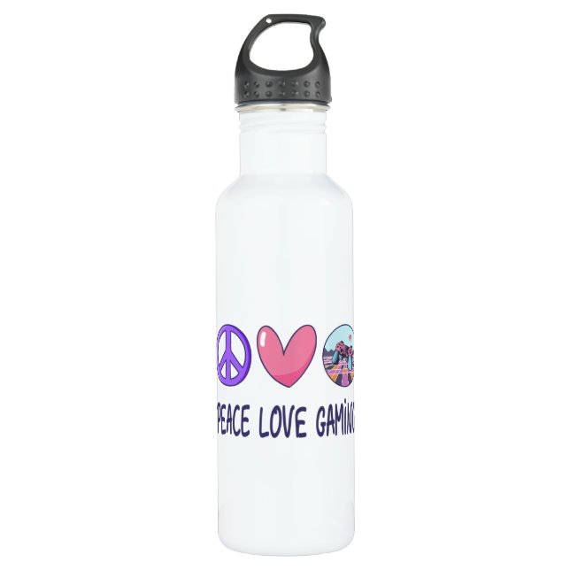 Peace Love Gaming 710 Ml Water Bottle (Front)