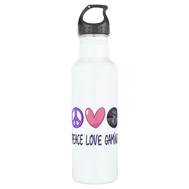 Peace Love Gaming 710 Ml Water Bottle (Front)