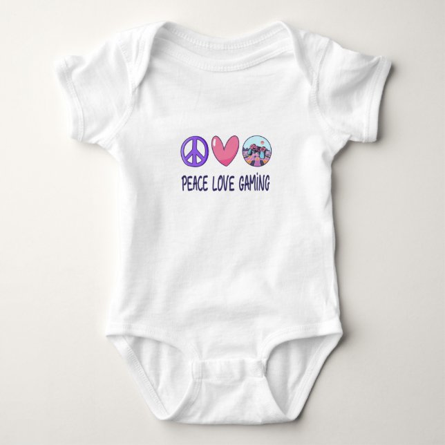 Peace Love Gaming Baby Bodysuit (Front)