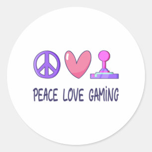 Peace Love Gaming Classic Round Sticker