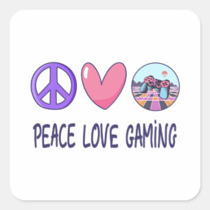 Peace Love Gaming Square Sticker