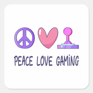 Peace Love Gaming Square Sticker