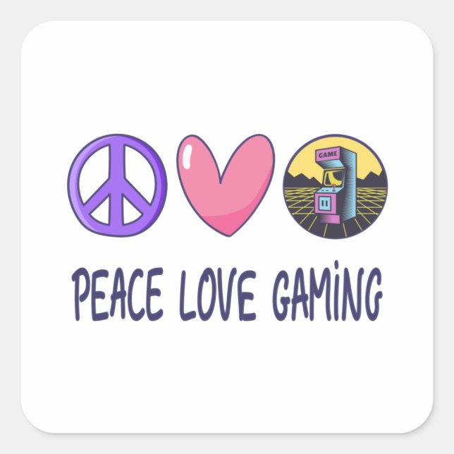 Peace Love Gaming Square Sticker (Front)