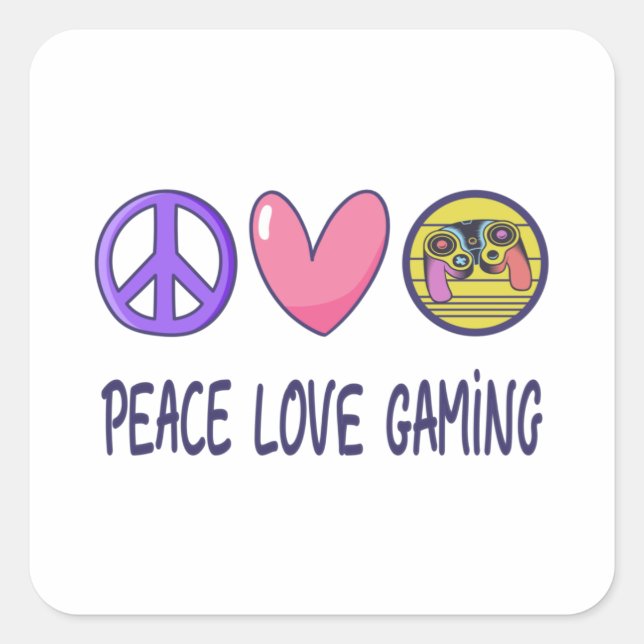Peace Love Gaming Square Sticker (Front)
