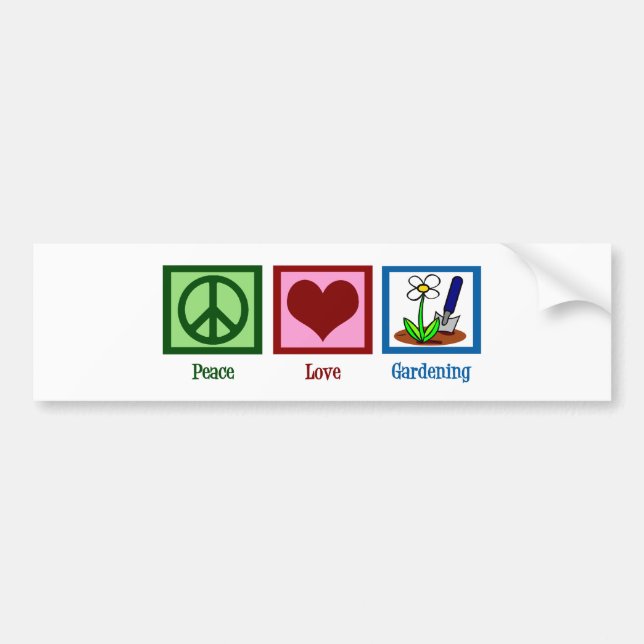 Peace Love Gardening Bumper Sticker (Front)