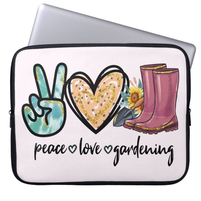 Peace Love Gardening Laptop Sleeve (Front)