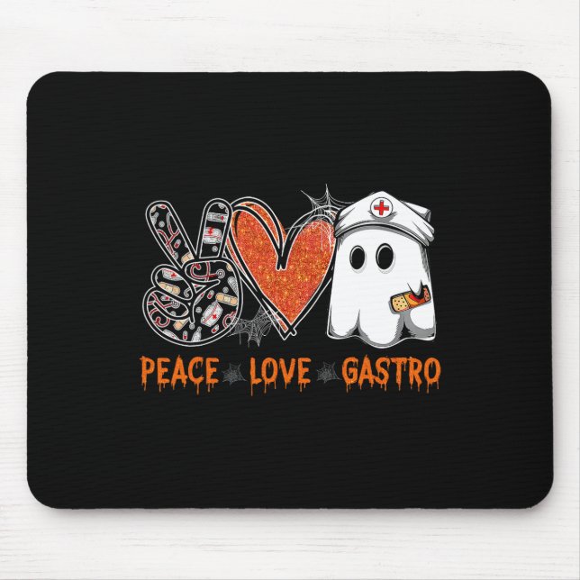 Peace Love Gastro Ghost Nurse Gastroenterology Hal Mouse Mat (Front)