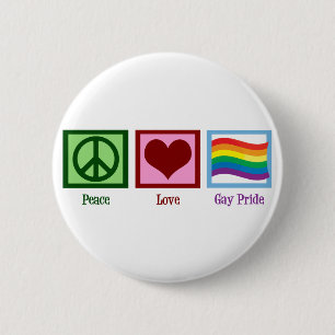 Peace Love Gay Pride 6 Cm Round Badge