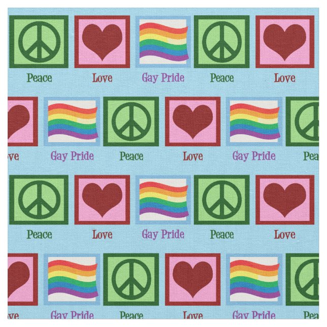 Peace Love Gay Pride Fabric (Close Up)