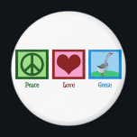 Peace Love Geese Magnet<br><div class="desc">A cute geese gift featuring a peace sign, heart and a goose.</div>