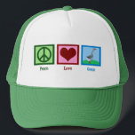 Peace Love Geese Trucker Hat<br><div class="desc">A cute geese gift featuring a peace sign,  heart and a goose.</div>
