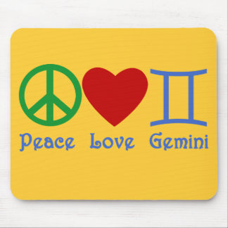 Peace Love Gemini Astrological Design Mouse Mat