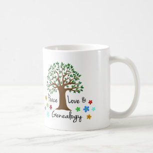 Peace Love Genealogy Family Tree Fun Gift Mug