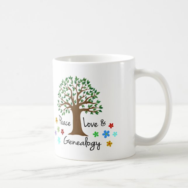 Peace Love Genealogy Family Tree Fun Gift Mug (Right)