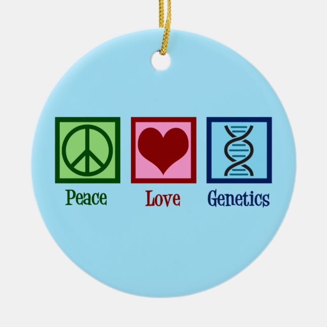 Peace Love Genetics Ceramic Tree Decoration (Front)