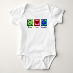 Peace Love Geography Teacher World Map Baby Bodysuit