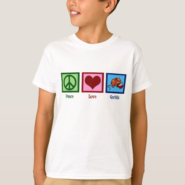 Peace Love Gerbils Kids T-Shirt (Front)