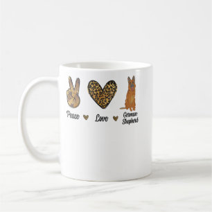 Peace Love German Shepherd Leopard Lover Pet Dog P Coffee Mug