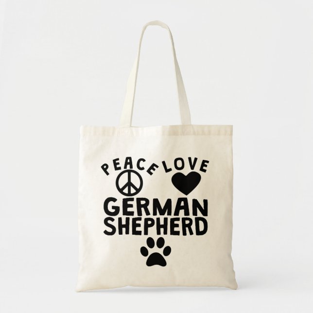 Peace Love German Shepherd Tote Bag (Front)