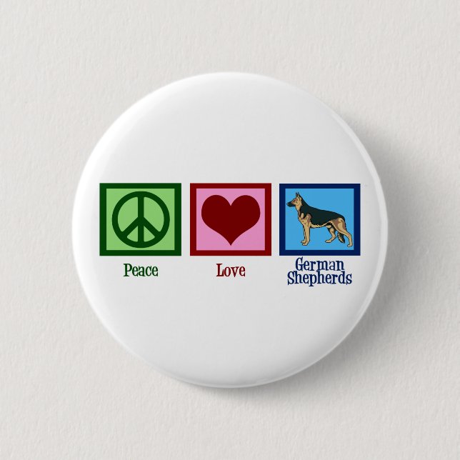 Peace Love German Shepherds 6 Cm Round Badge (Front)