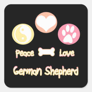 Peace Love German Shepherds Square Sticker