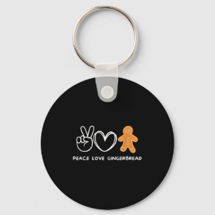 Peace, Love Gingerbread Retro Gingerbread Lover Key Ring