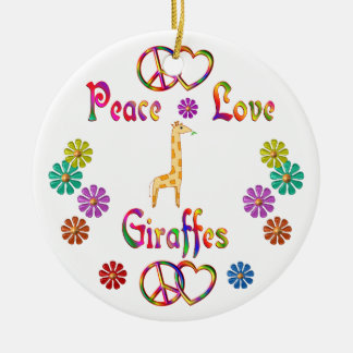 PEACE LOVE GIRAFFES CERAMIC TREE DECORATION
