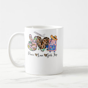 Peace Love Girls Trip Leopard Heart Luggage Raise  Coffee Mug