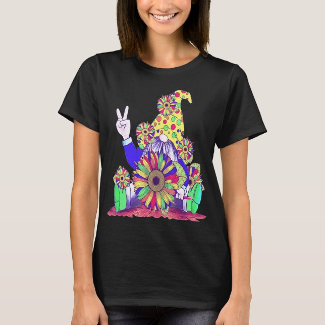 Peace Love Gnome Hippie Gnomes Carnival Colours De T-Shirt (Front)