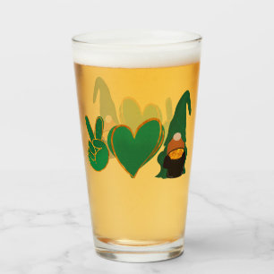 Peace Love Gnome St Patrick's Day Sublimation Glass
