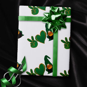 Peace Love Gnome   St Patrick's Day Sublimation Wrapping Paper