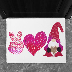 Peace Love Gnome   Valentine Day Sublimation Doormat