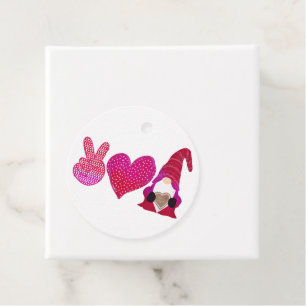 Peace Love Gnome Valentine Day Sublimation Favour Tags