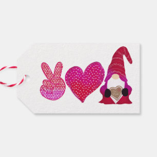 Peace Love Gnome   Valentine Day Sublimation Gift Tags