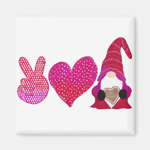 Peace Love Gnome   Valentine Day Sublimation Magnet