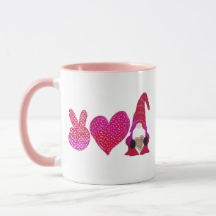 Peace Love Gnome Valentine Day Sublimation Mug
