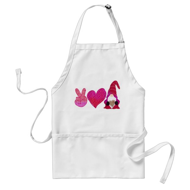 Peace Love Gnome | Valentine Day Sublimation Standard Apron (Front)