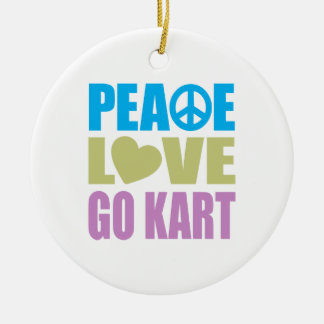 Peace Love Go Kart Ceramic Tree Decoration