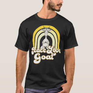 PEACE LOVE GOAT Beige Yellow Cute Hippie Yoga Go T-Shirt