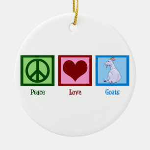 Peace Love Goats Ceramic Tree Decoration