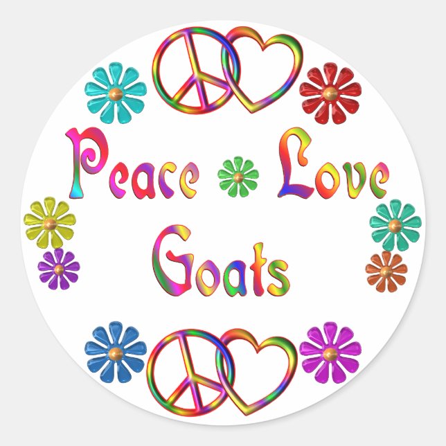 PEACE LOVE GOATS CLASSIC ROUND STICKER (Front)