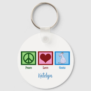 Peace Love Goats Cute Custom Key Ring