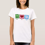 Peace Love Goats T-Shirt<br><div class="desc">A pretty green peace sign,  red heart,  and an adorable goat gift for a farmer or person who likes farm animals.</div>