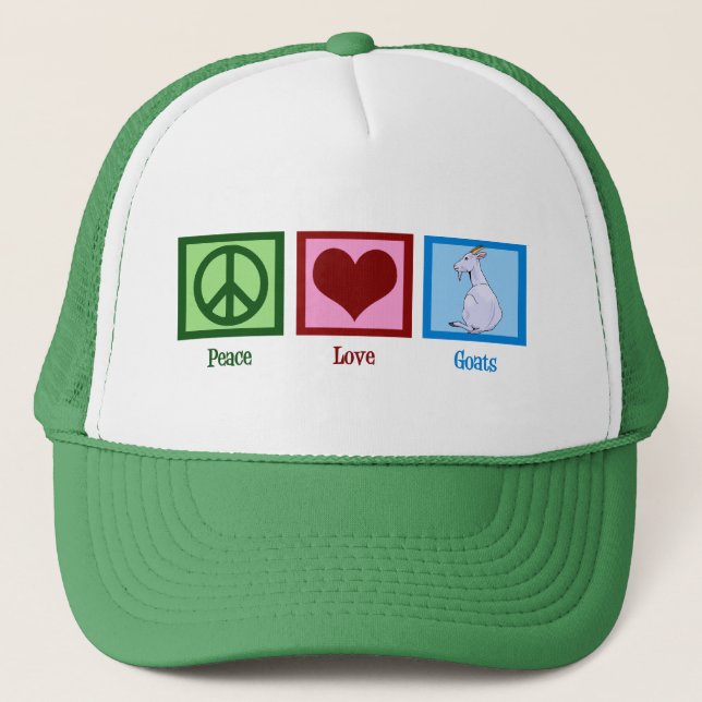 Peace Love Goats Trucker Hat (Front)