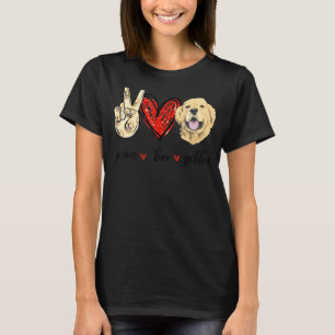 Peace Love Golden Dog Golden Retriever Dad Mum T-Shirt