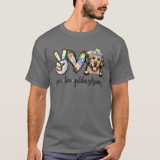 Peace Love Golden-Retriever Funny Dog Mum Mother's T-Shirt