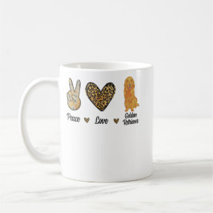 Peace Love Golden Retriever Leopard Lover Dog Pupp Coffee Mug