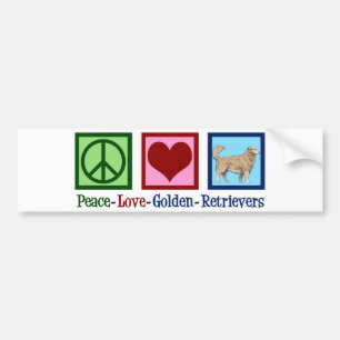 Peace Love Golden Retrievers Bumper Sticker