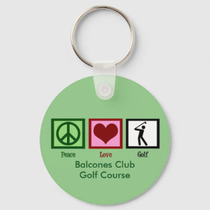 Peace Love Golf Custom Country Club or Course Key Ring